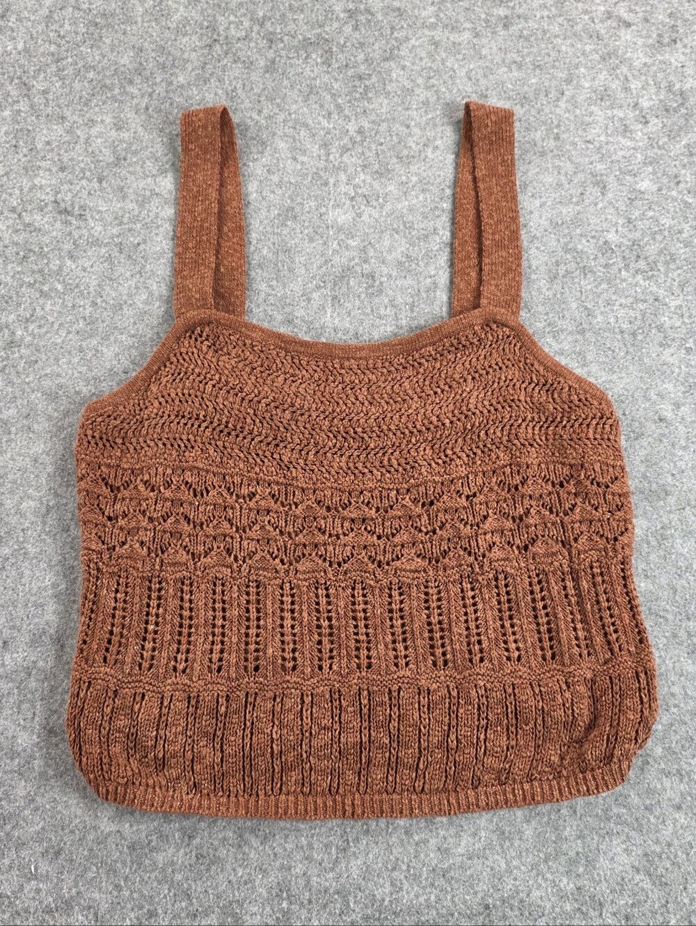 Abercrombie & Fitch Rust Brown Knit Tank Women's XL Top Crochet